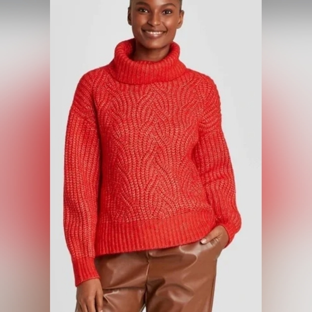 Target Red Chunky Knit Turtleneck Sweater Top Size Small